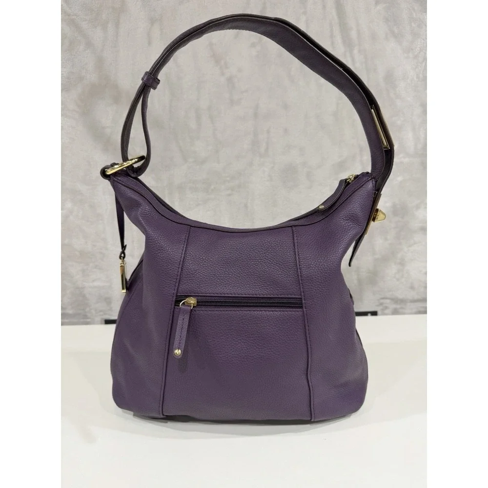 Tignanello Purple Leather Hobo Bag Slouchy Shoulder Purse Gold Hardware Y2K